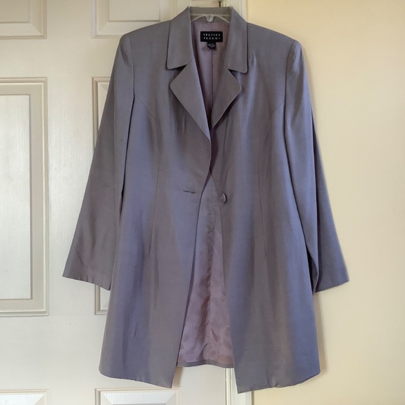 Spenser Jeremy Vintage Silk Long Formal Jacket Light Grey SZ 8 - Picture 2 of 15